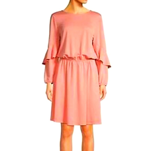 Halston Trupunto Ruffle Shift Dress Size Large NWT - Picture 5 of 13